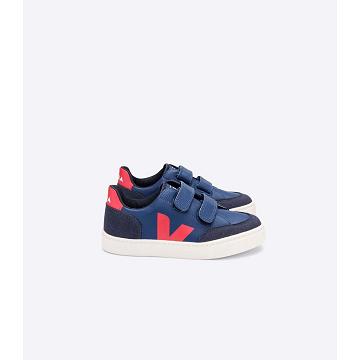 Navy Kids' Veja V-12 LEATHER Sneakers | AU 874VRW